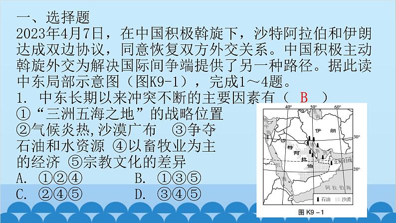 2024年中考地理复习 专题九 东半球其他的地区和国家课件02