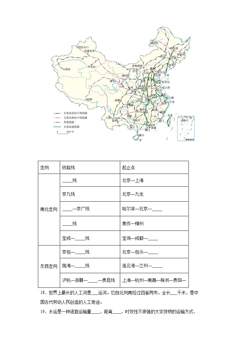 4.3合理发展交通运输同步练习 商务星球版初中地理八年级上册03