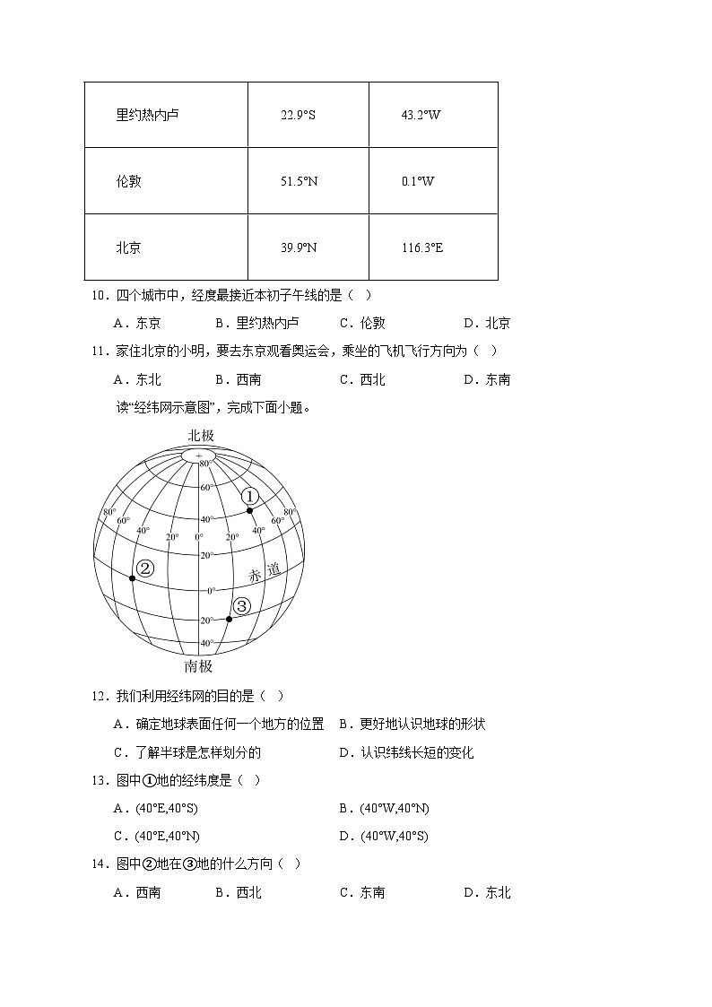 2023-2024学年河南省许昌市禹州市七年级上学期地理开学摸底考试模拟试题（含答案）第3页