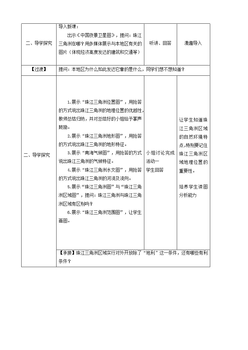 第七章  第三节《珠江三角洲的外向型经济》教学设计 ---- 湘教版 八年级下册02