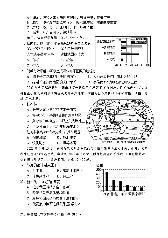 湖南省张家界市慈利县2020-2021学年八年级上学期期末地理试题第3页