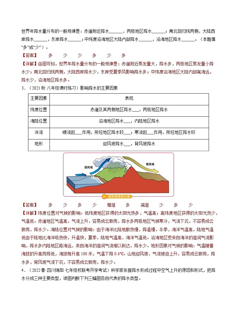 3.3 降水的变化与分布（分层练）-【教学帮】2023-2024学年七年级地理上册同步精品课件（人教版）（解析版）02