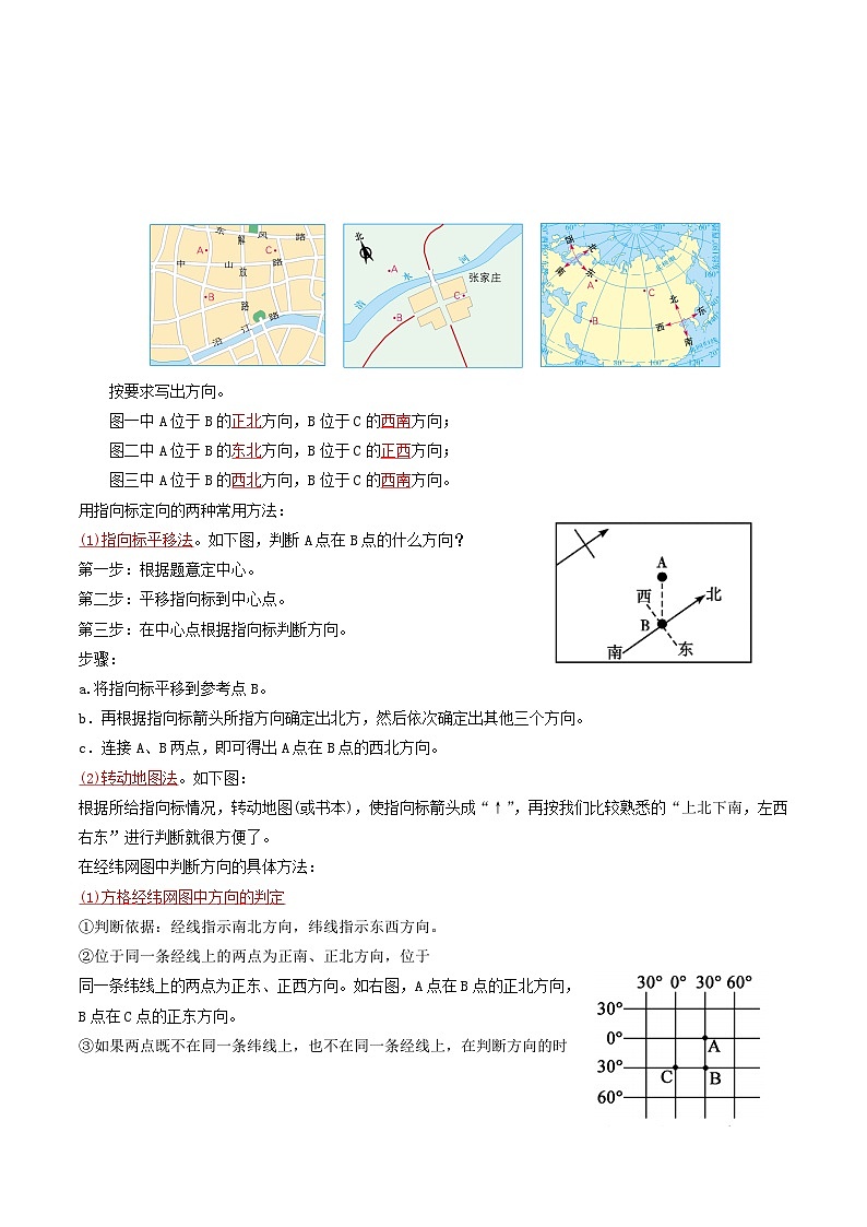 第一章 地球和地图（第3课时地图的阅读、地形图的判读） 【考点清单】 -2023-2024学年七年级地理上学期期中考点大串讲（人教版）02