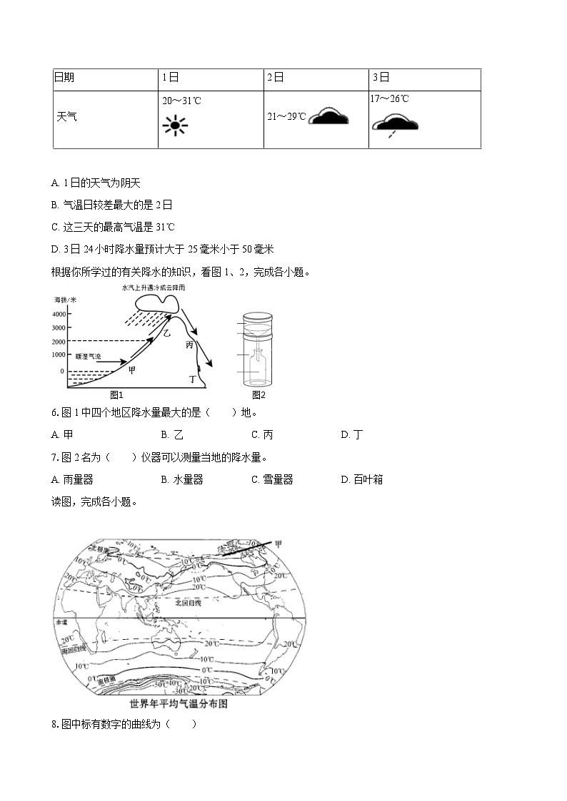 2022-2023学年广西玉林市玉州区七年级（上）期末地理试卷(含详细答案解析)第2页