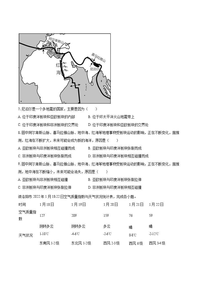 2022-2023学年广东省清远市佛冈县七年级（上）期末地理试卷(含详细答案解析)03