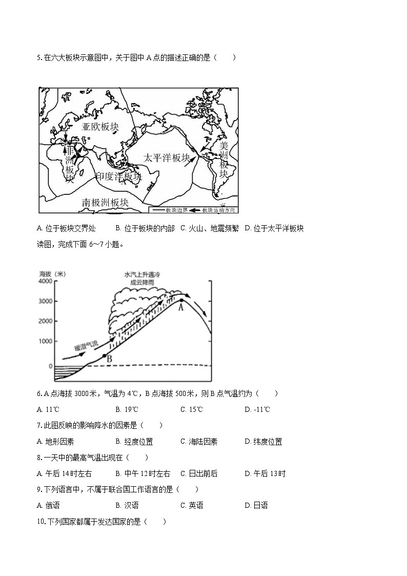 2022-2023学年吉林省吉林市昌邑区七年级（上）期末地理试卷(含详细答案解析)02