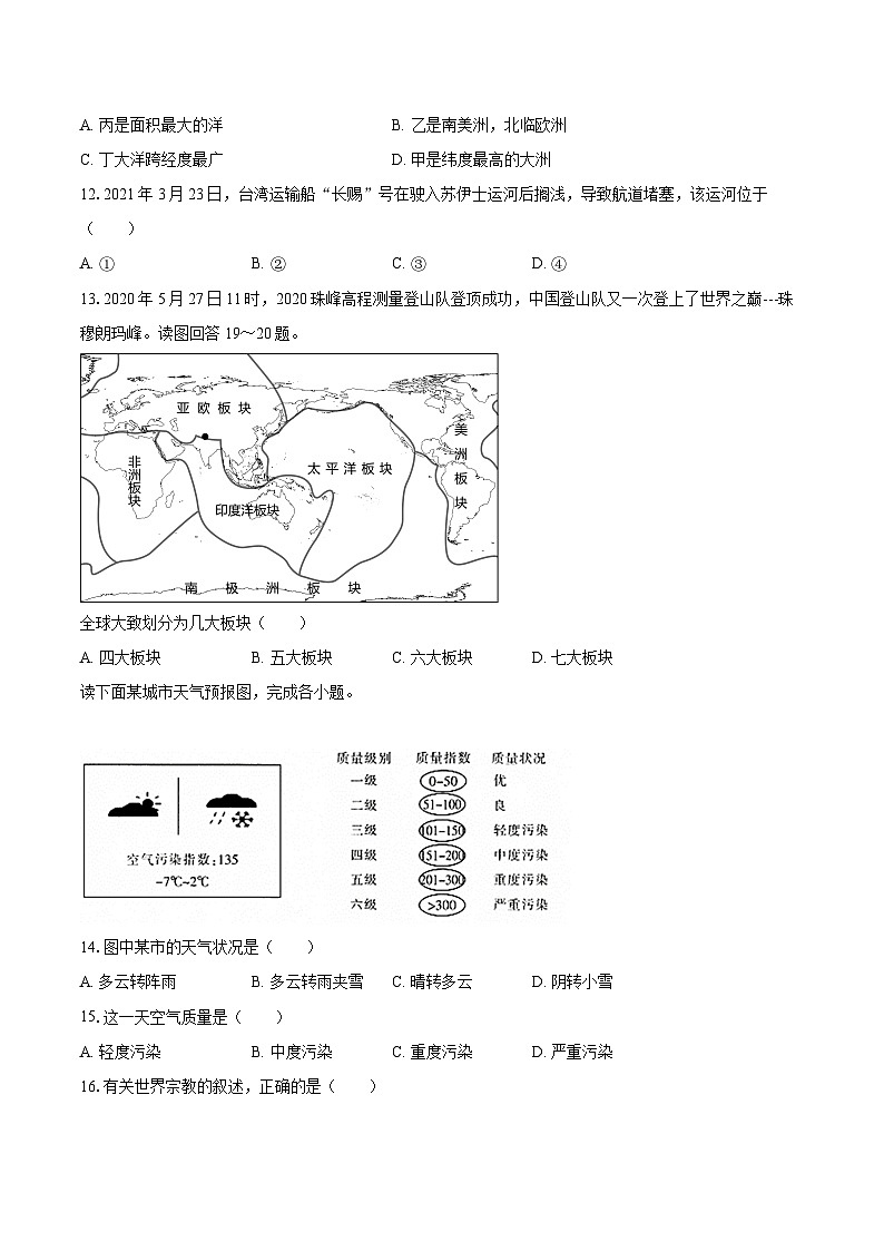 2022-2023学年吉林省长春汽车经开区七年级（上）期末地理试卷(含详细答案解析)第3页