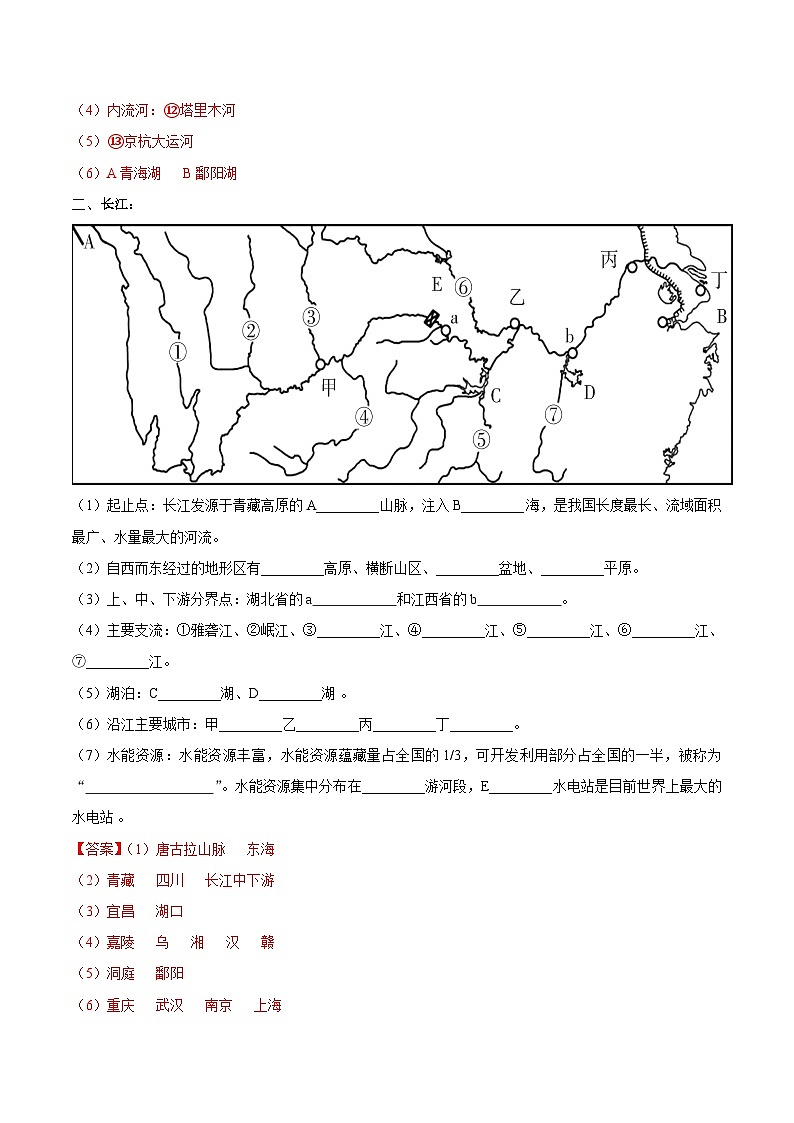 【识图·速记】初中地理必备识图速记手册与变式演练 专题19 中国的河流（解析版）02