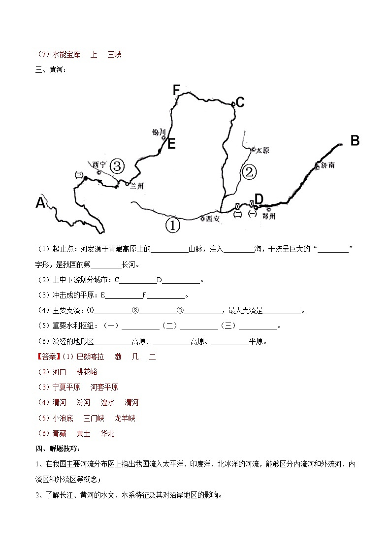 【识图·速记】初中地理必备识图速记手册与变式演练 专题19 中国的河流（解析版）03