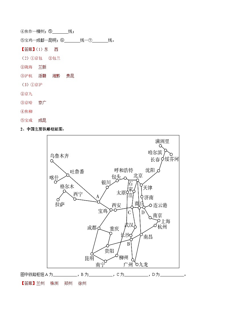 【识图·速记】初中地理必备识图速记手册与变式演练（解析版）专题23 中国的交通第2页