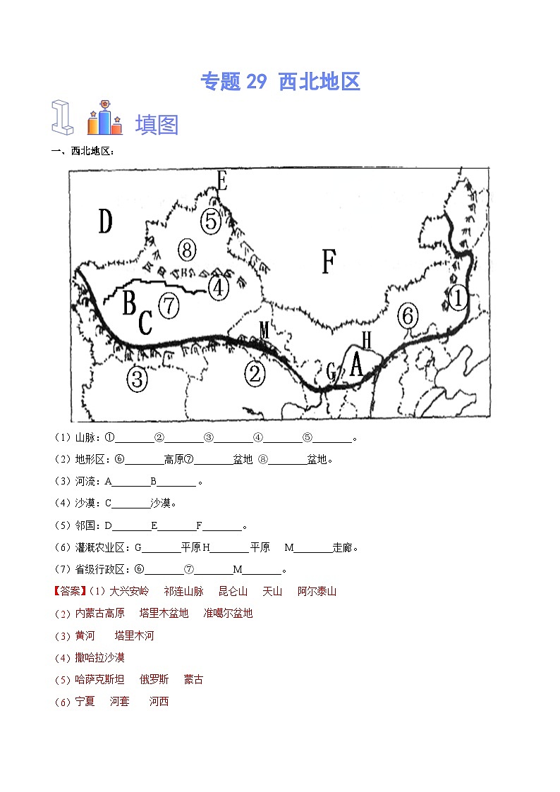 中国的交通【识图·速记】初中地理必备识图速记手册与变式演练 专题29  西北地区（解析版）第1页
