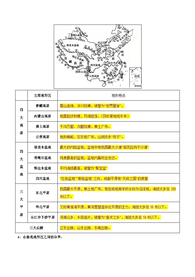 【全套精品学案】人教版八年级初二上册第二章  中国的自然环境（考点梳理卷）-【难度分层·单元卷】（知识梳理+含答案）03