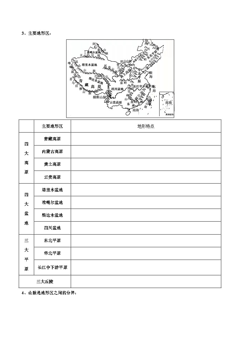 【全套精品学案】人教版八年级初二上册第二章  中国的自然环境（考点梳理卷）-【难度分层·单元卷】（知识梳理+含答案）03