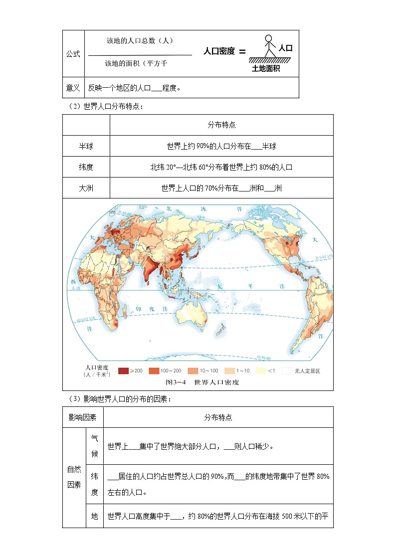 4.1人口与人种同步练习 人教版地理七年级上册第3页