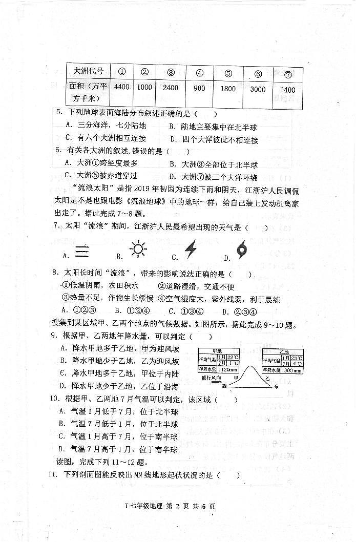 河南省周口市太康县2023-2024学年七年级上学期期末地理试题第2页