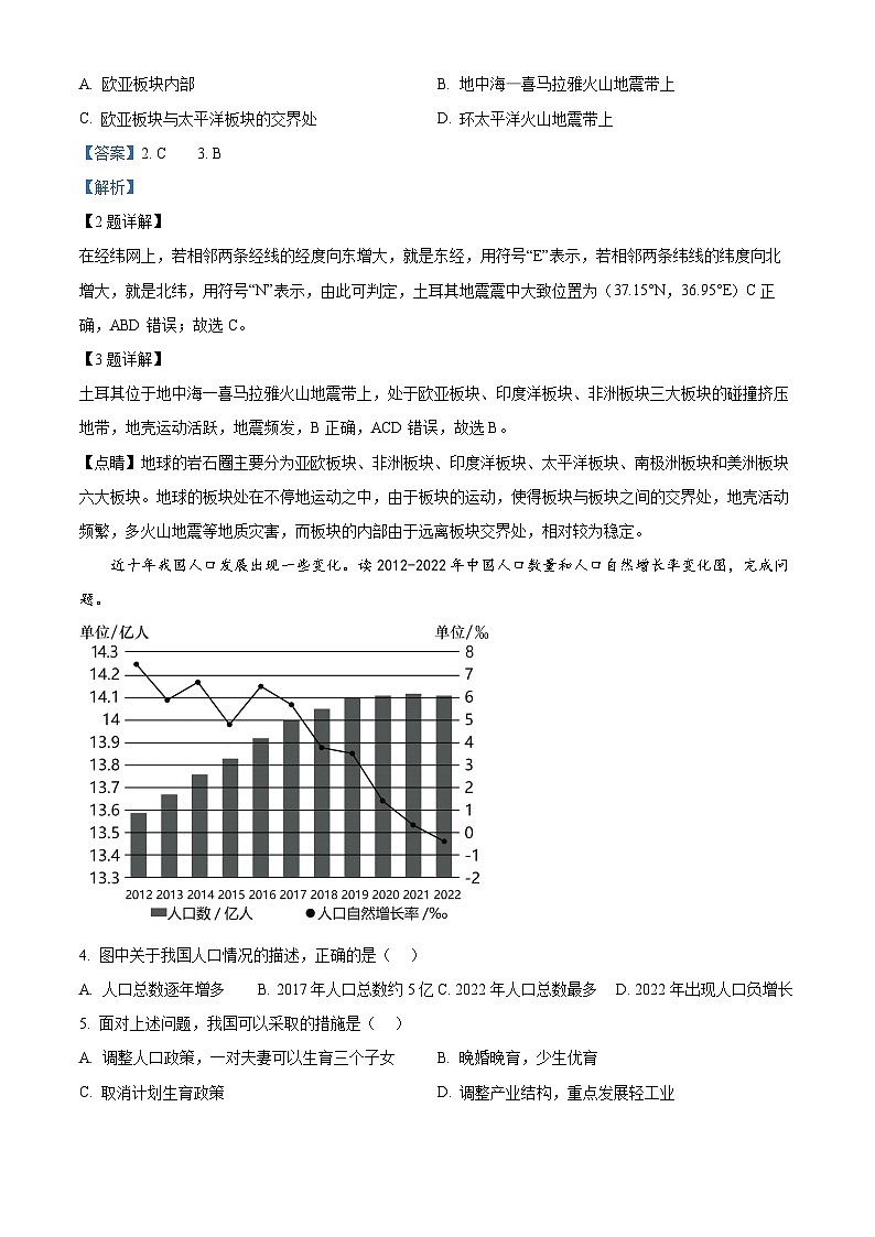 2023年四川省南充市中考地理真题02