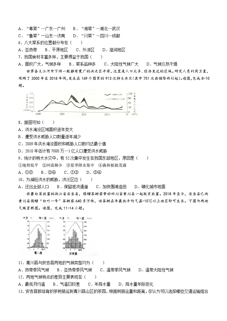 山东省烟台市牟平区2023-2024学年七年级（五四学制）上学期期末考试地理试题02