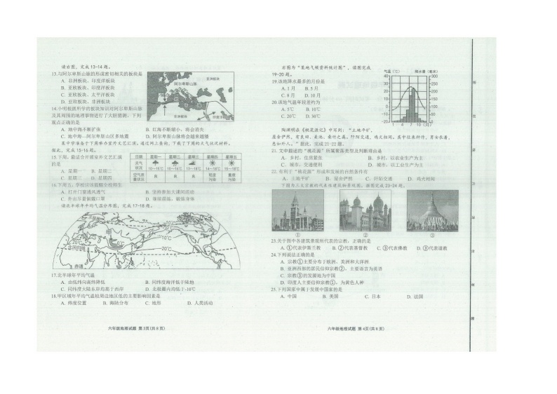 山东省东营市广饶县2023-2024学年六年级第一学期期末考试试题--地理02