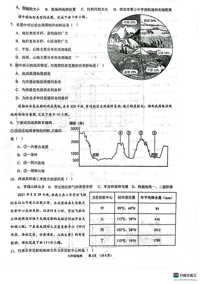 陕西省西安市第三中学等校2023-2024学年七年级上学期期末地理试题02
