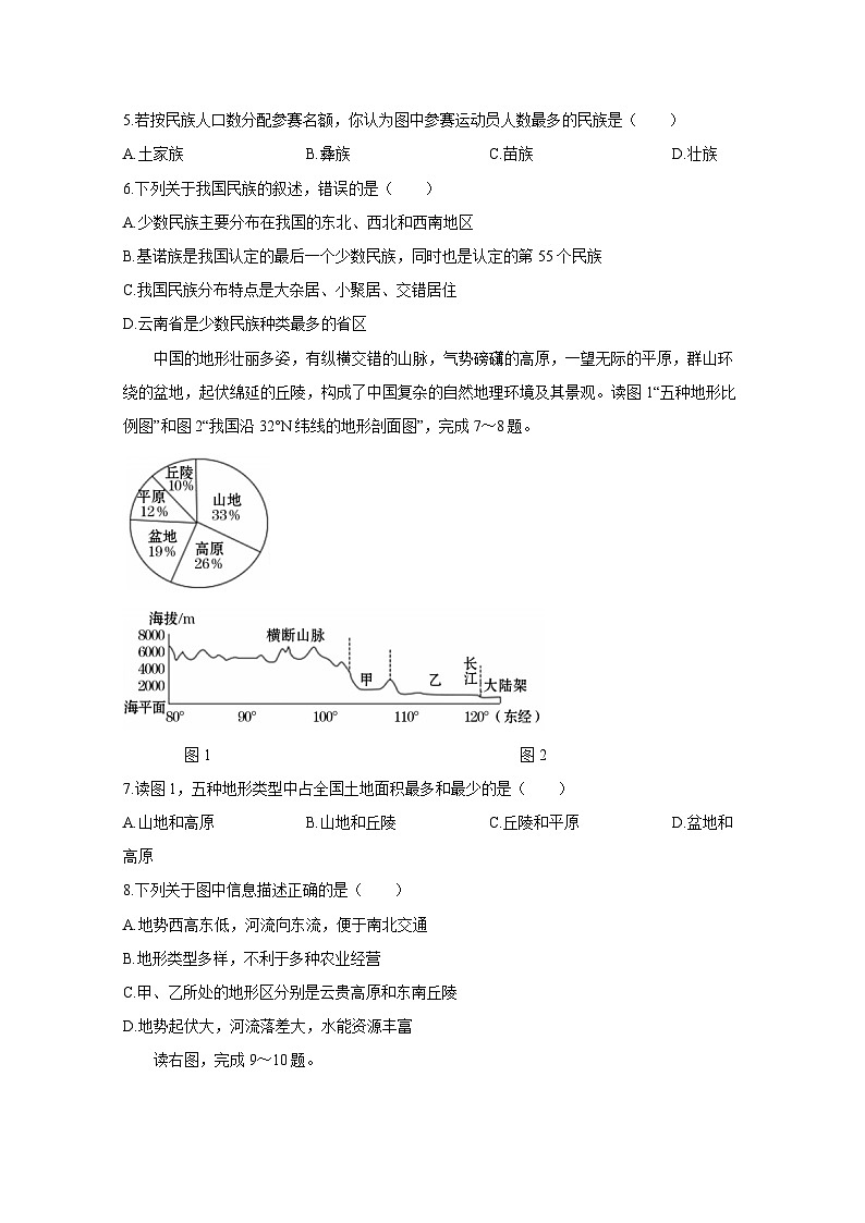 2023-2024学年云南省昭通市永善县八年级上册期末地理模拟试题（附答案）03
