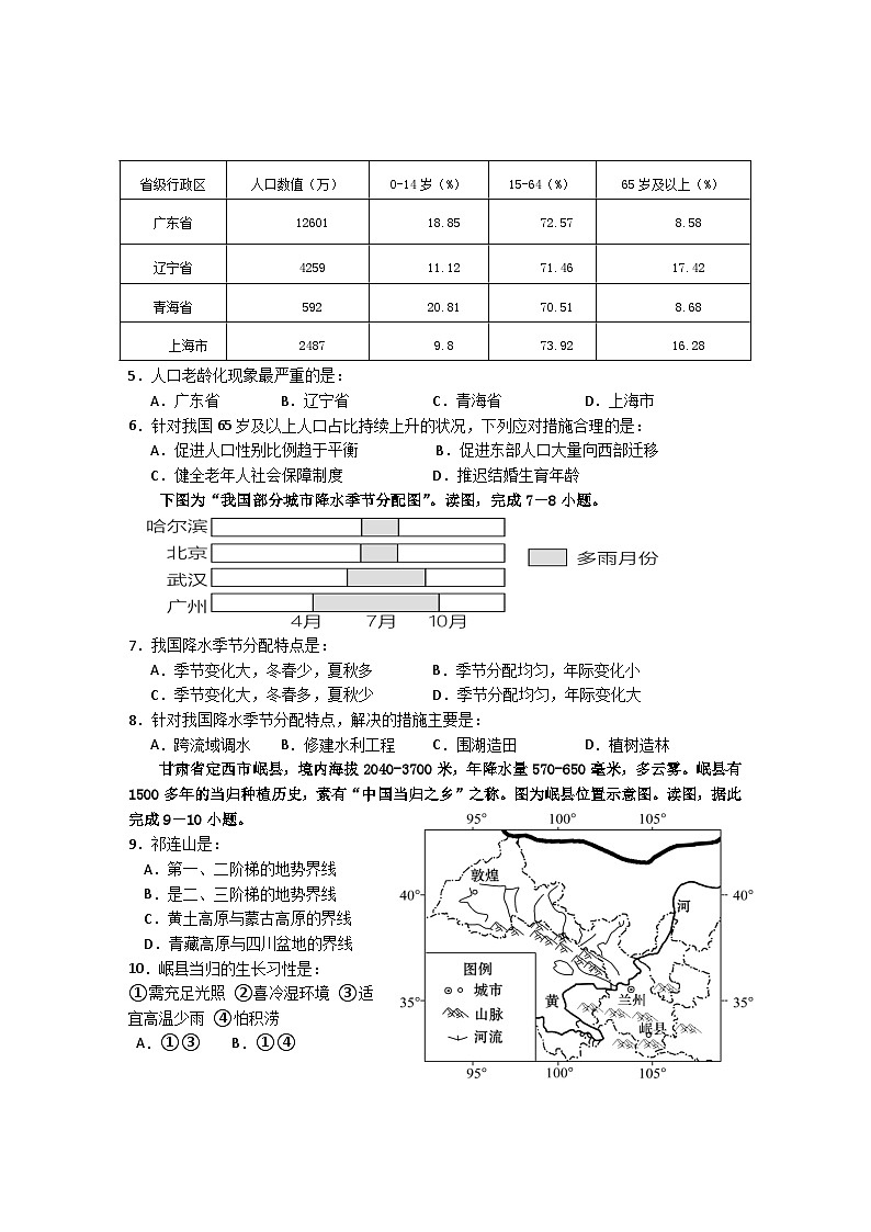 四川省洪雅县2023-2024学年八年级上学期期末地理试题+第2页