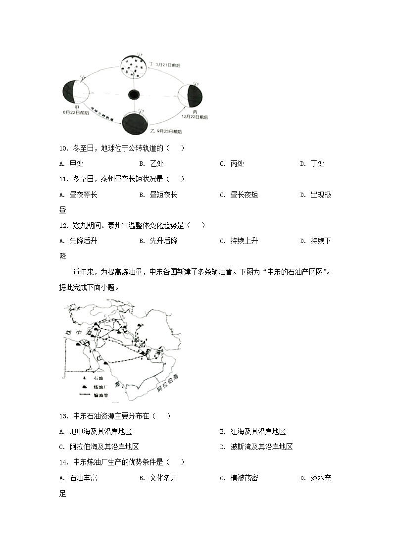 2022年江苏泰州中考地理试题及答案第3页