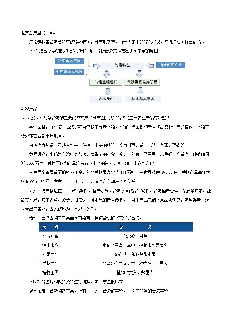 人教版地理八年级下册 7.4台湾 （第2课时） 同步课件+同步教案03
