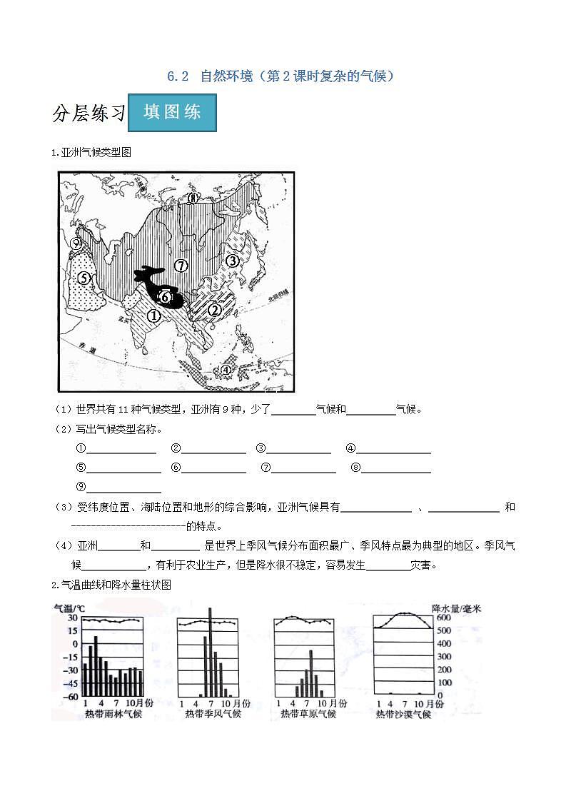 人教版地理七年级下册 6.2 自然环境（第2课时复杂的气候） 同步课件+同步练习01