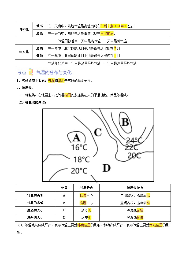 第二章  世界的气候（考点梳理卷）  【难度分层·单元卷】（中图·北京版）（解析版）第2页