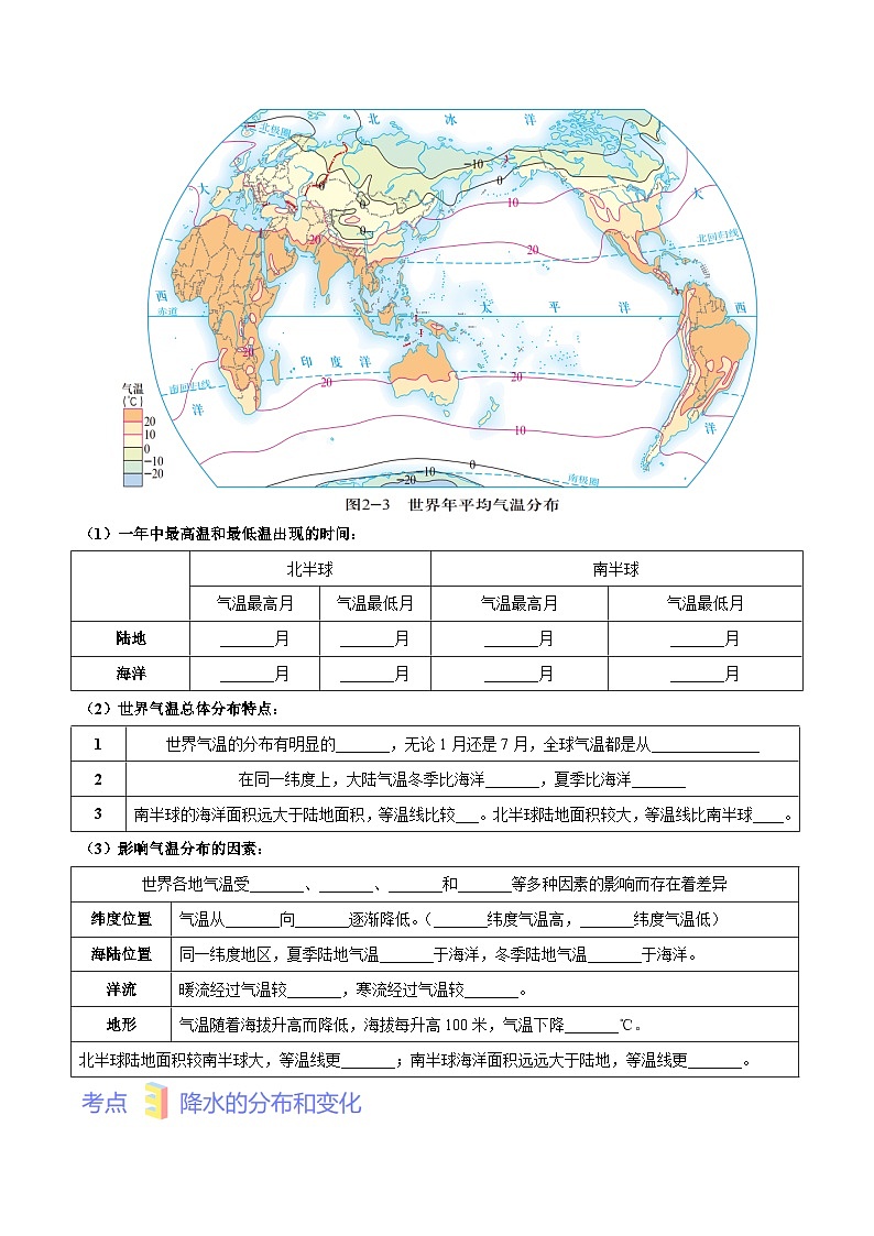 第二章  世界的气候（考点梳理卷）  【难度分层·单元卷】（中图·北京版）（原卷版）第3页