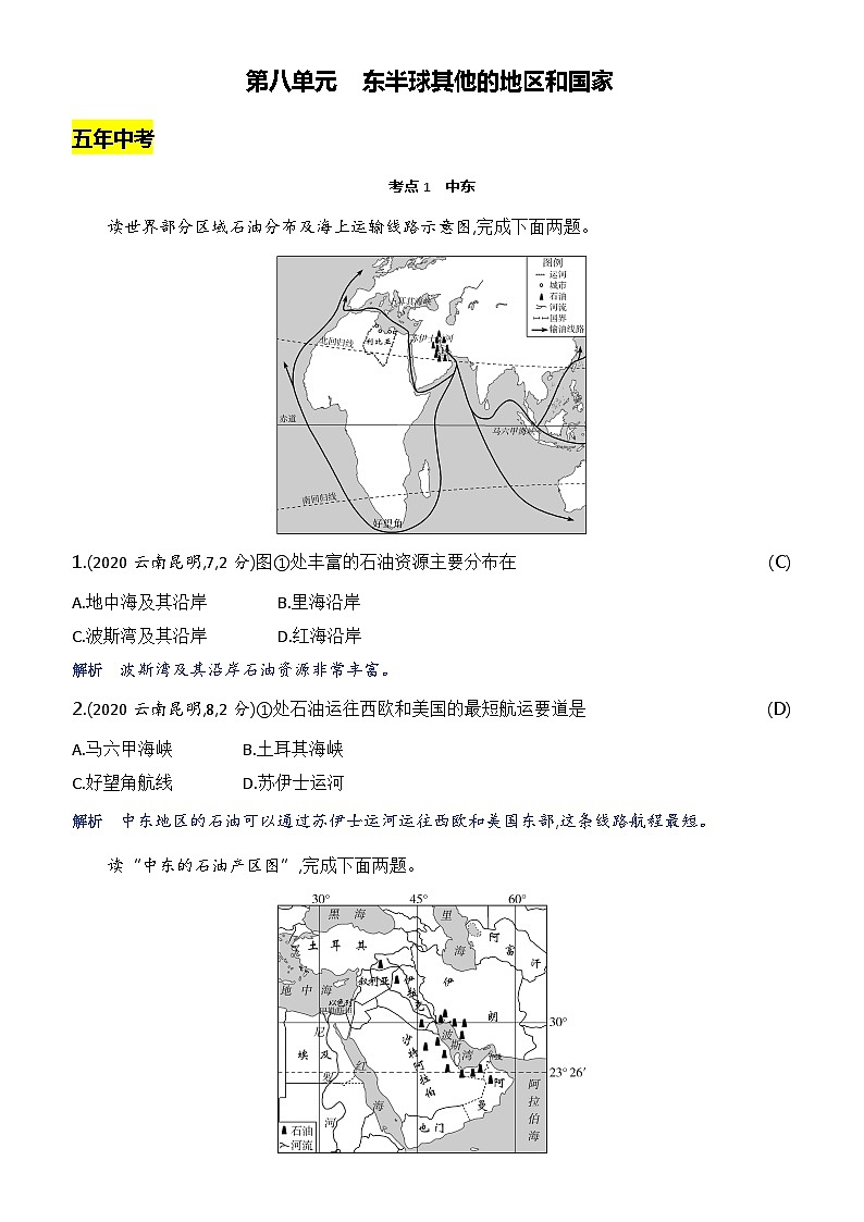【全套精品专题】初中·地理 复习专题八上 课件精讲  第八单元　东半球其他的地区和国家01