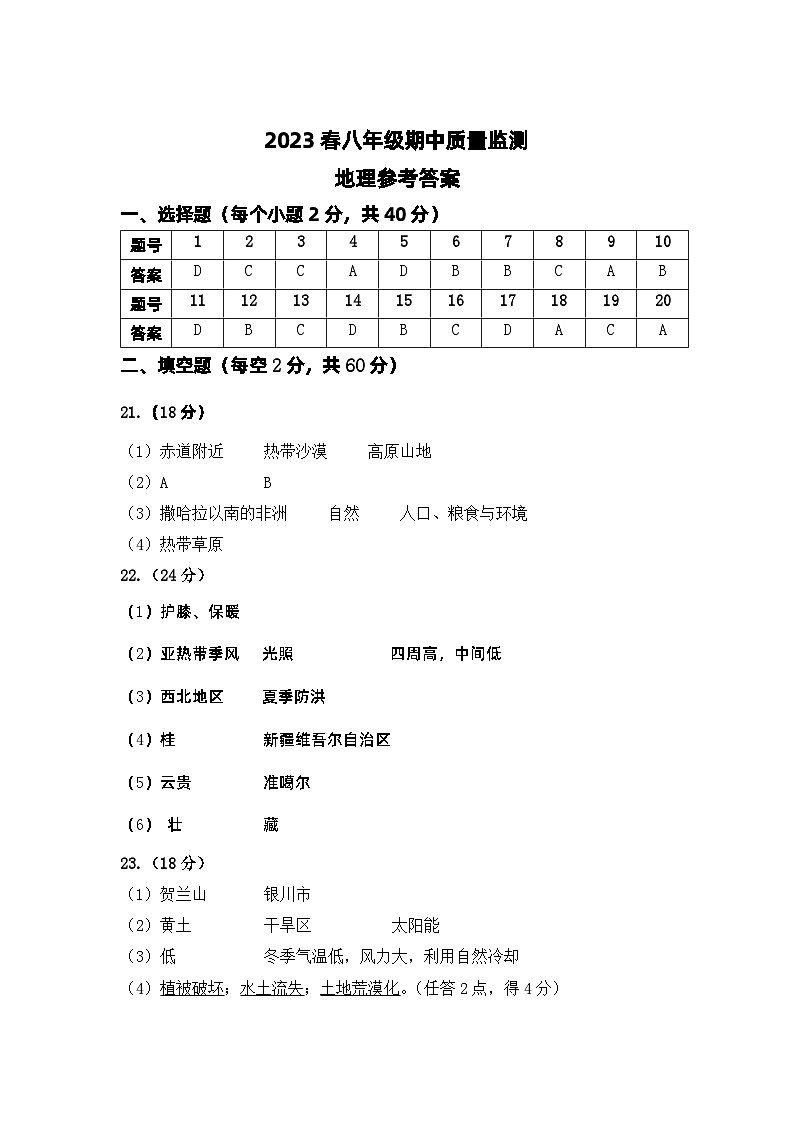 四川省绵阳市三台县2022-2023学年八年级下学期期中考试地理试题第1页