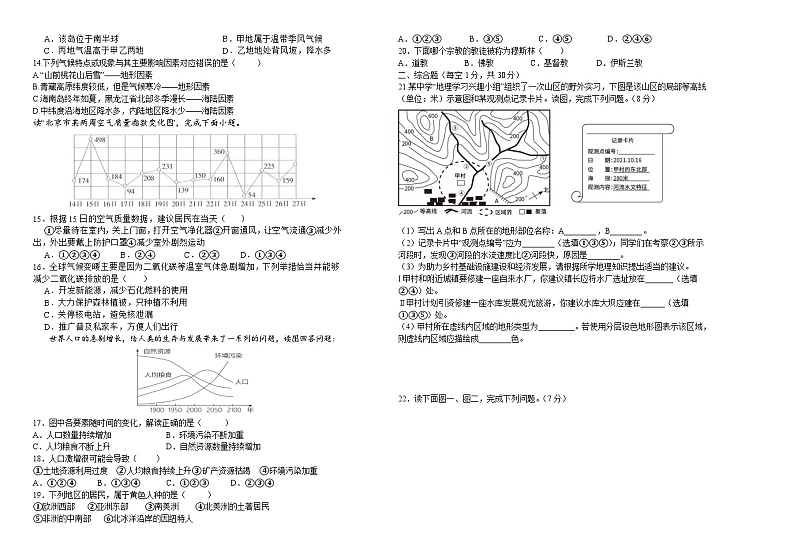 吉林省长春外国语学校2023-2024学年七年级下学期开学考试地理试题02
