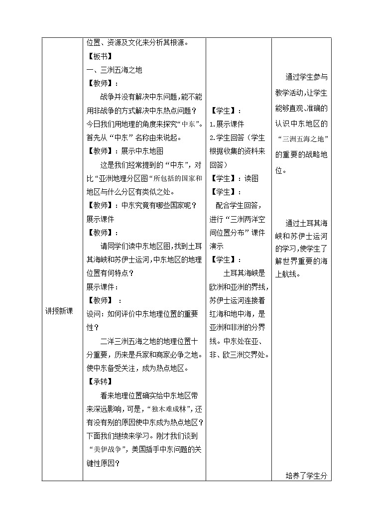 人教版（新课标）七年级地理下册8.1《中东》教案02