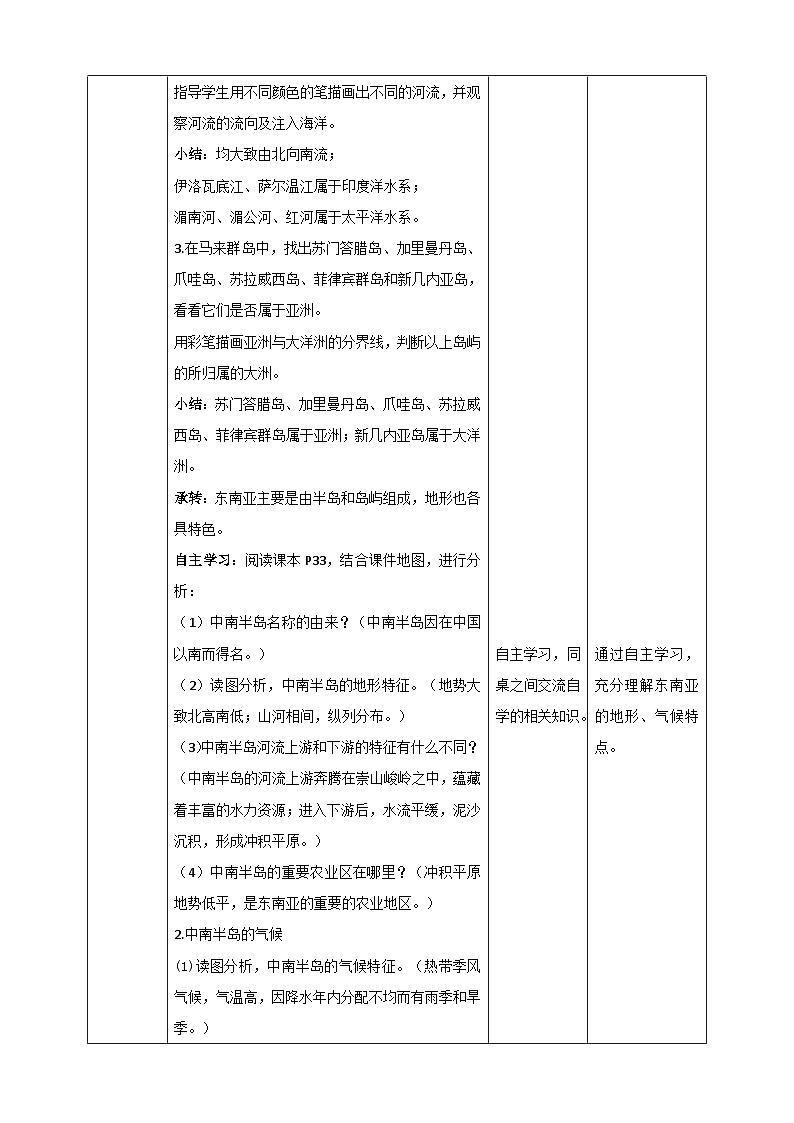 湘教版七年级下册地理7.1东南亚第1课时教学设计02