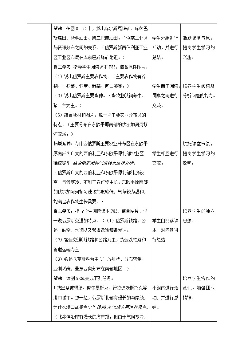 湘教版七年级下册地理8.3.2俄罗斯教学设计02