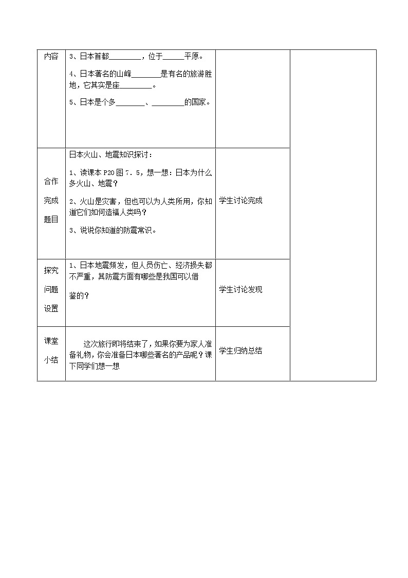 鲁教版（五四制）地理六年级下册 第七章第一节　日本教案第2页