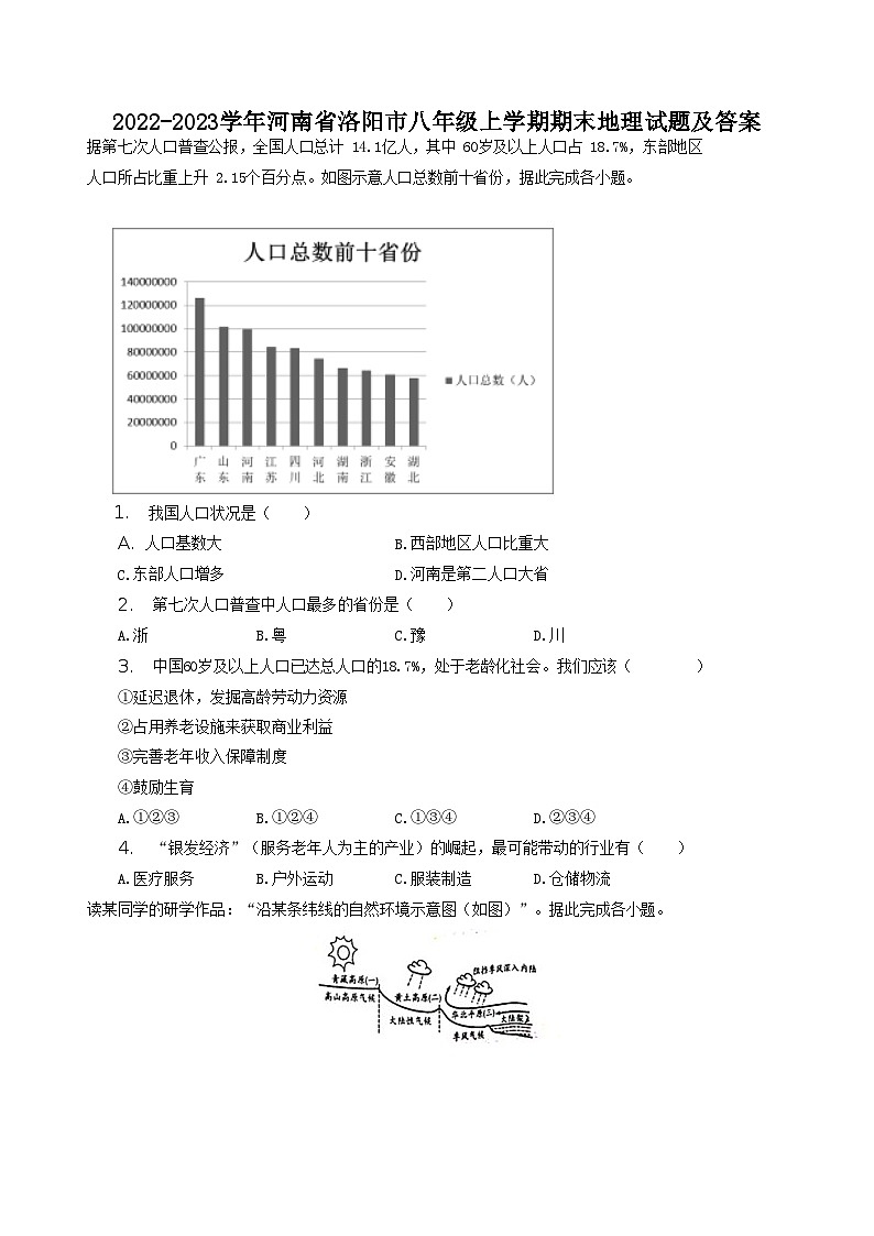 2022-2023学年河南省洛阳市八年级上学期期末地理试题及答案第1页