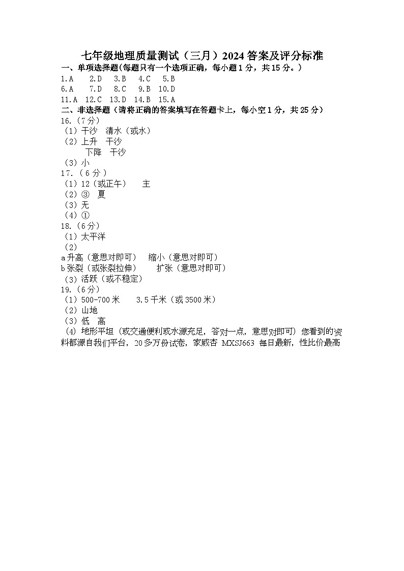 35，辽宁省鞍山市铁西区2023~2024学年七年级下学期开学考试地理试卷第1页