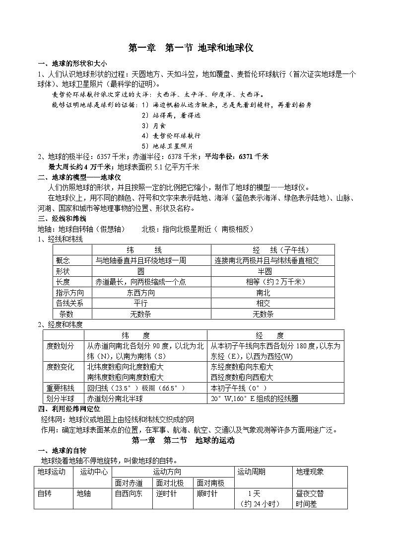 知识点总结-2023-2024学年七年级地理上学期人教版第1页