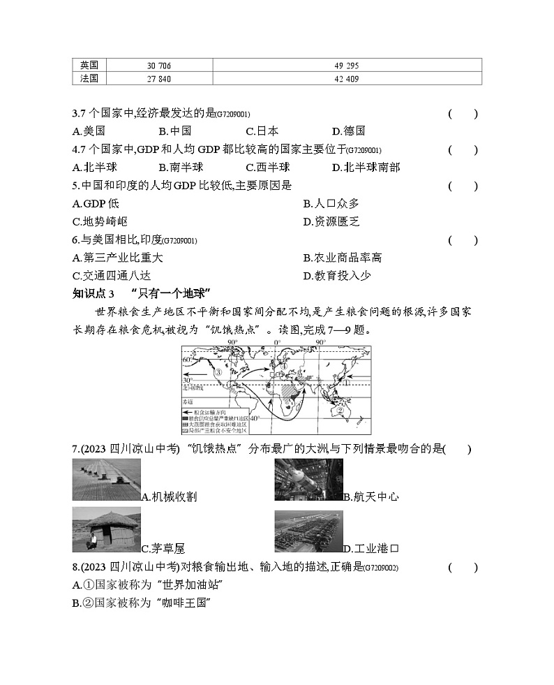 9.1   经济全球化与不平衡发展--商务星球版版初中地理七年级下册同步练习02