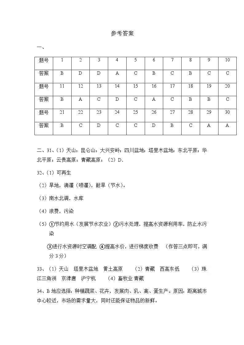 黑龙江省绥化市安达市吉星岗二中2023-2024学年八年级下学期开学地理试题01