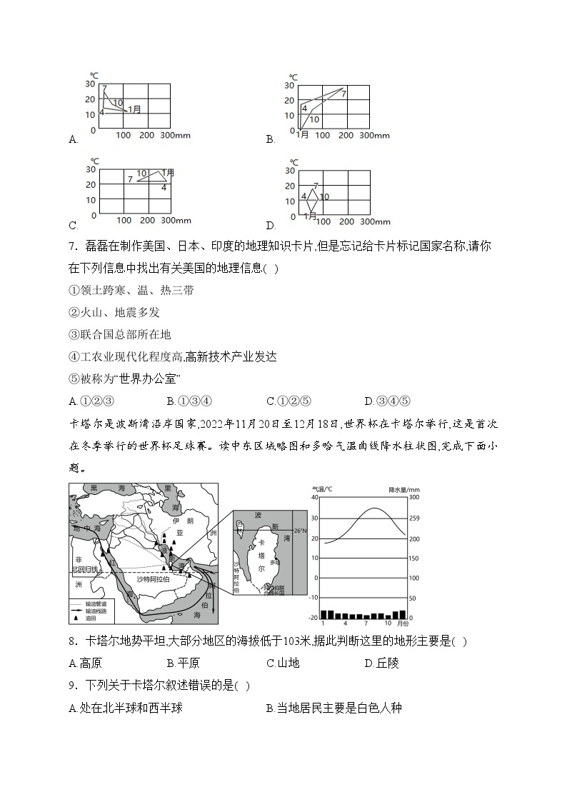 山东省菏泽市经济技术开发区多校联考2023届九年级下学期3月月考（一模）地理试卷(含答案)03