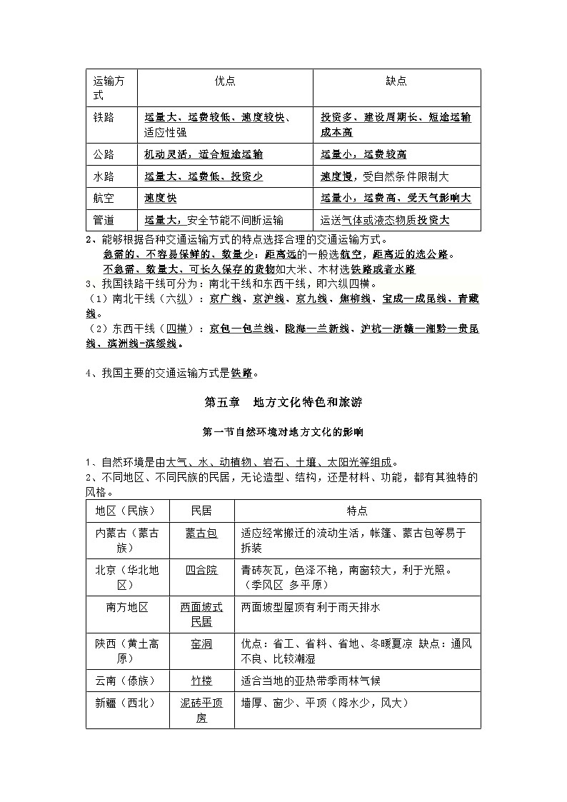 七年级下册地理知识点汇总（填空版）第3页