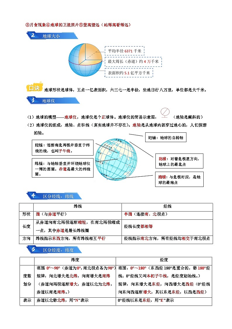 专题01 地球和地图-备战2024年中考地理一轮复习知识清单第3页