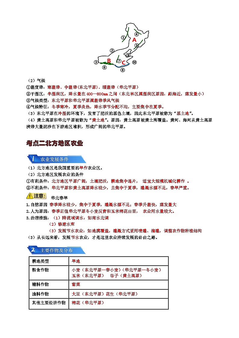 专题13 北方地区-备战2024年中考地理一轮复习知识清单第2页