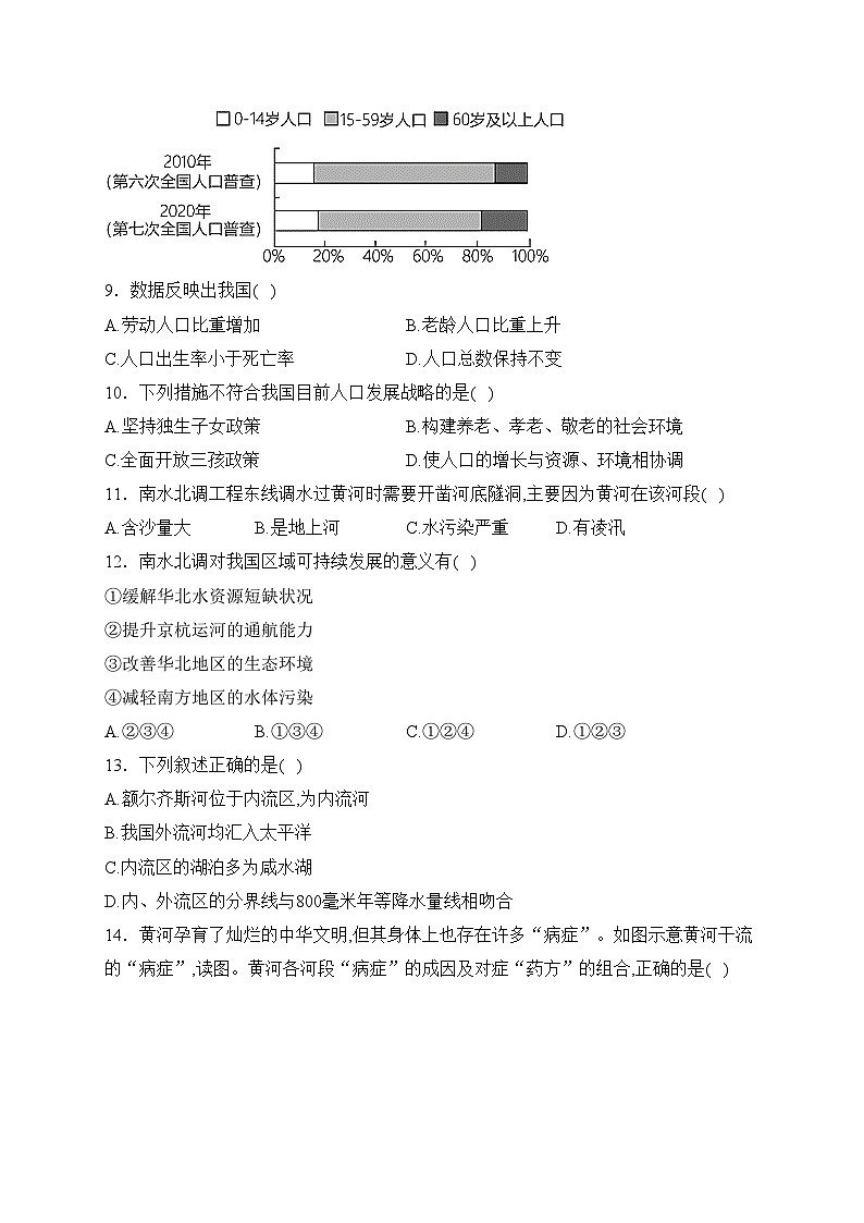 安徽省宿州市埇桥区2023-2024学年八年级上学期期末质量检测地理试卷(含答案)03