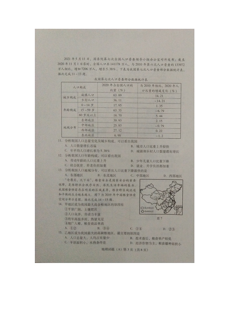 2021年山东省潍坊市中考地理真题（扫描版，无答案）03