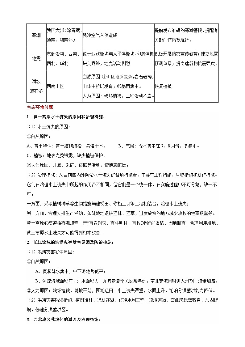 中考地理必背简答题考点归纳及精选专项练习25题（含答案）第3页