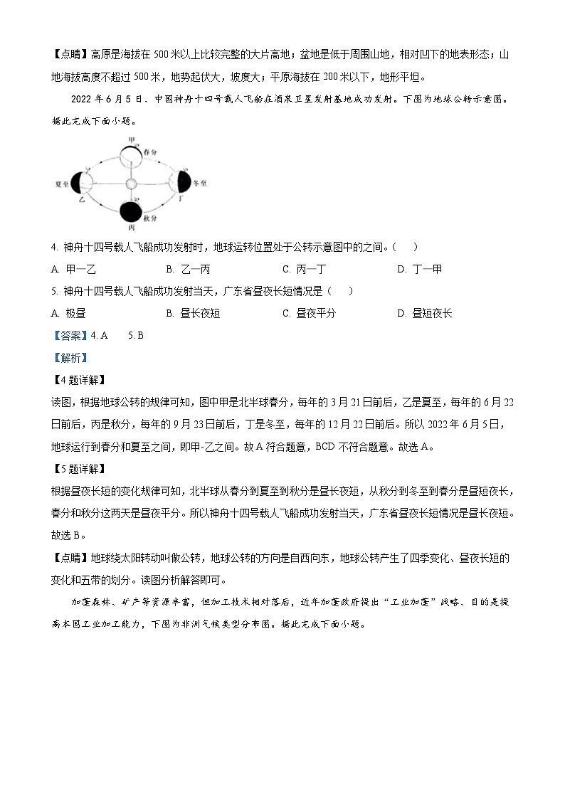 2022年广东省中考地理真题（含解析）02